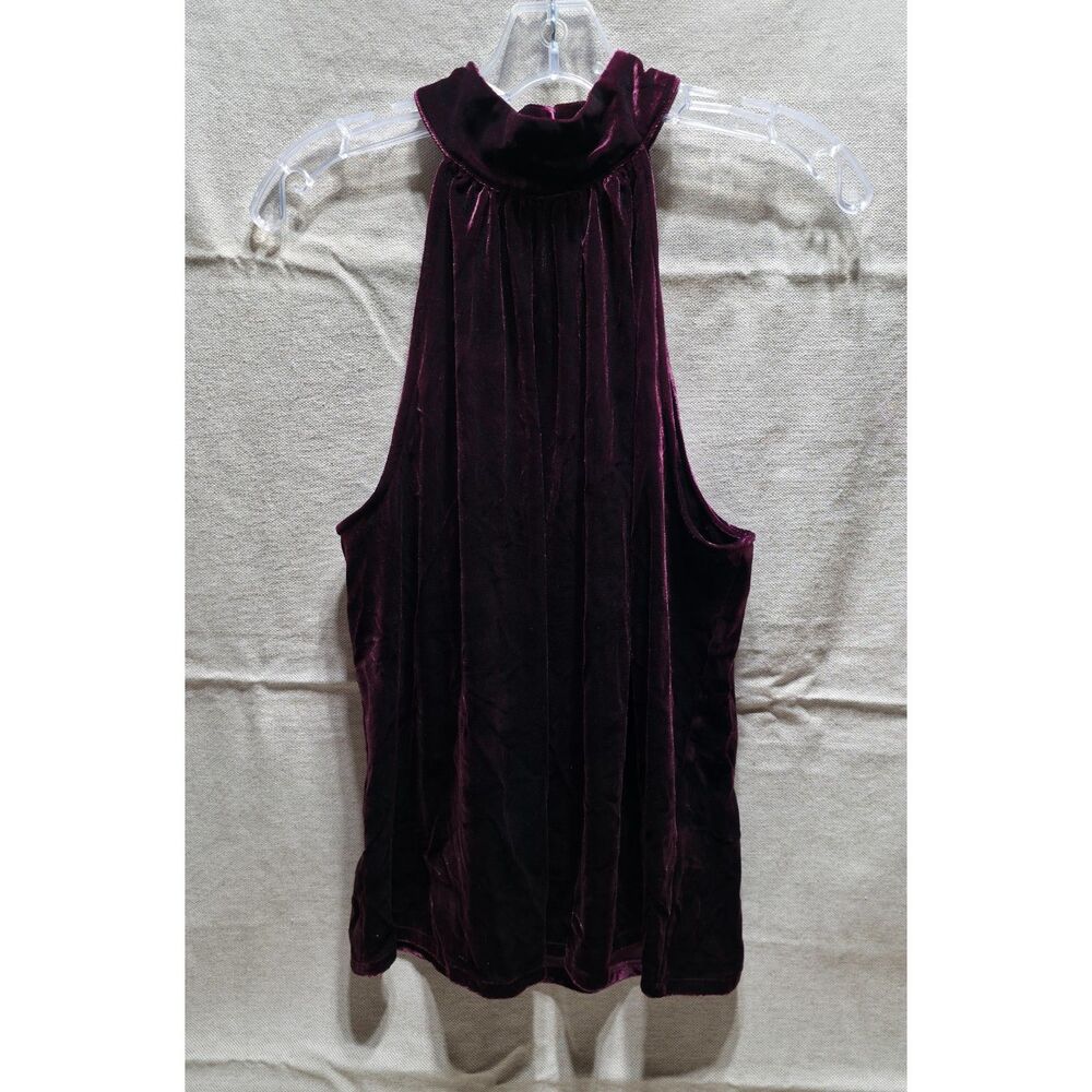 NWT 1. State Velvet Halter Neck Top Deep Merlot Wine Red Size L